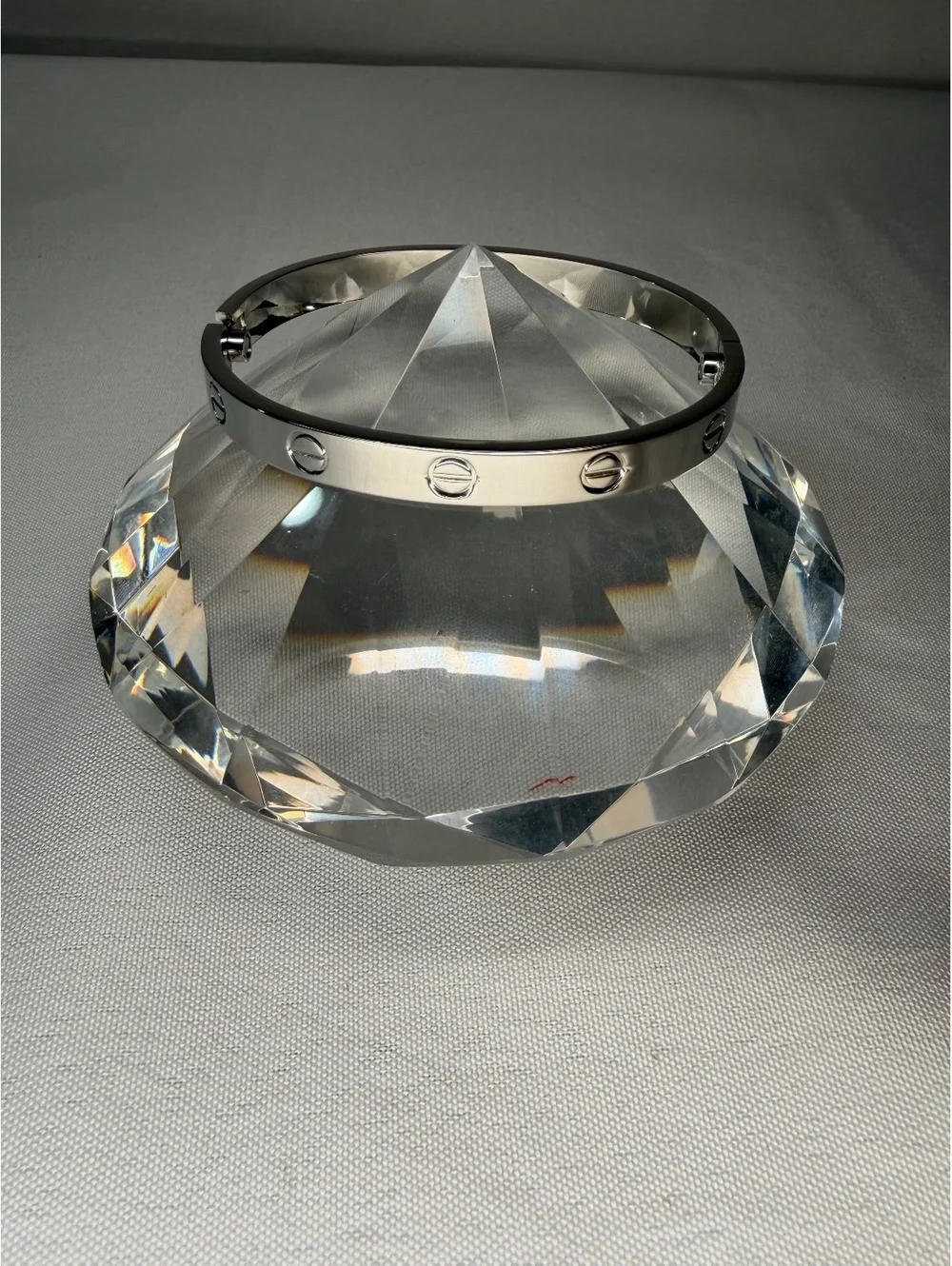Silver Tone Screw Motif Bangle Bracelet with Screwdriver